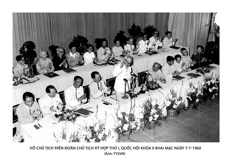 President Ho Chi Minh at the Presidium of the first session of the 2 nd NA which opened on July 7 th , 1960.