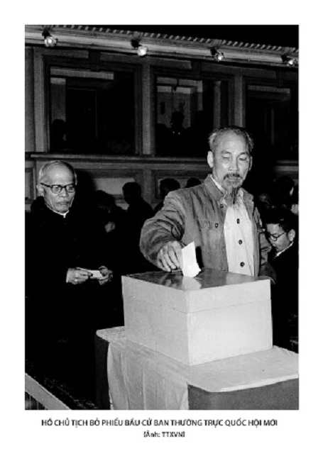 President Ho Chi Minh cast his vote for the new term NA standing members.