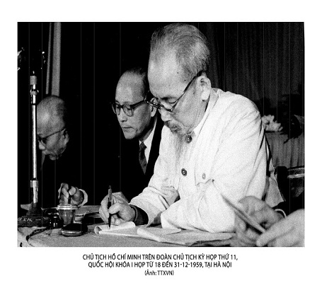 President Ho Chi Minh on the Presidium at the 11 th session of the 1 st NA, convening December 18 th -31 st , 1959.