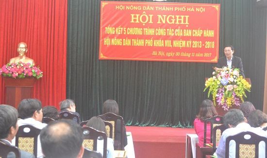 Chairman of the Hanoi Farmer’s Union, Trinh The Khiet speaking at the event