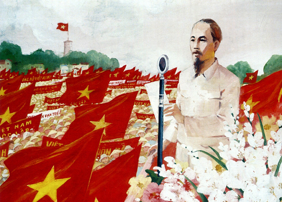 Pastel painting Uncle Ho’s reading National Independence Declaration by Nguyen Duong