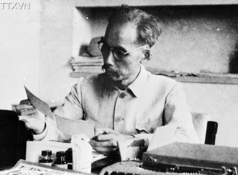 President Ho Chi Minh in his office at the Presidential Palace in 1946