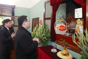 NA Chairman Vuong Dinh Hue offers incense in tribute to late President Ho Chi Minh on occasion of Tet