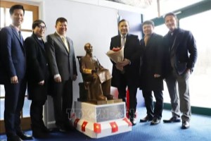 Ho Chi Minh statue display area at Newhaven Museum, UK restored